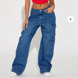 Blue Cargo Jeans with Multiple Pockets